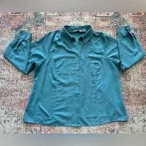 3 for $15 Avenue Embroidered Turquoise Suede Button Down/Size 18/20